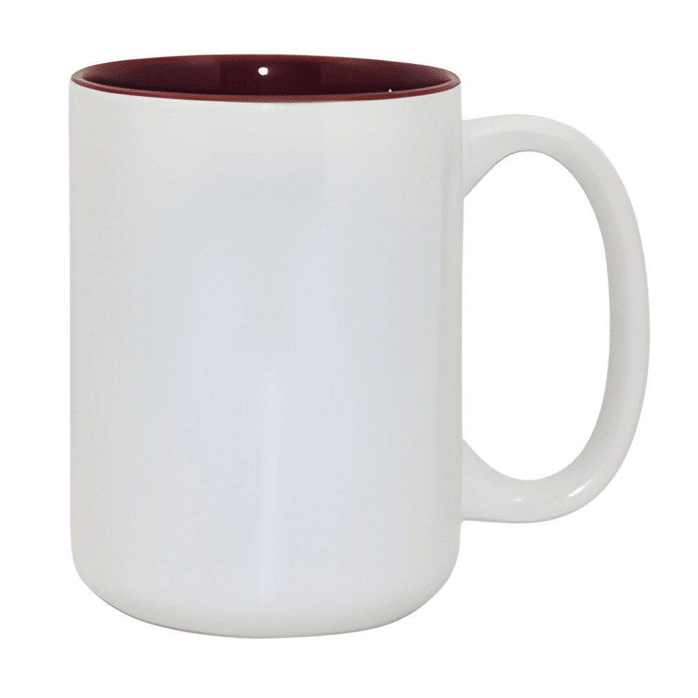 Mugs - 15oz - Two Tone Coloured Mugs - Maroon