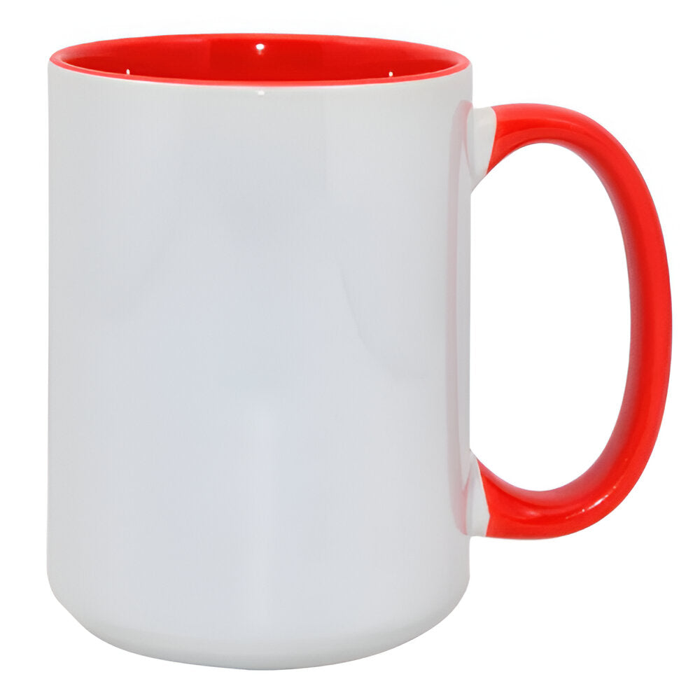 Mugs - 15oz - Inner and Handle Coloured - Red