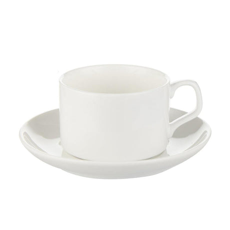 Mugs - PACK OF 6 - Plain White Mugs - 5oz Coffee Cup and Saucer - Longforte Trading Ltd