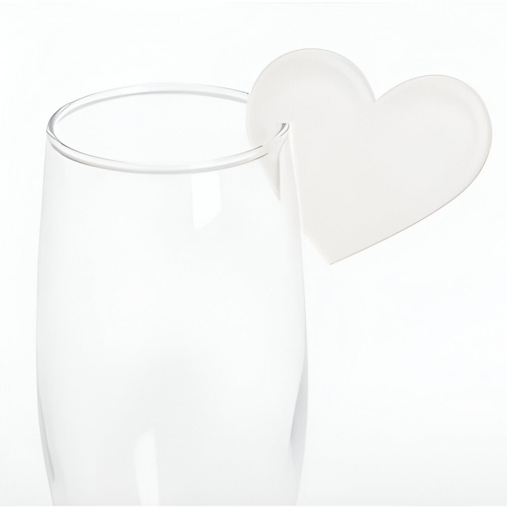 Acrylic - 5 x Drinks Tags - Heart - 4mm Thickness