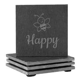 Engravable Slate - 4 x Coasters - Natural Edge - 10cm - SQUARE - Longforte Trading Ltd