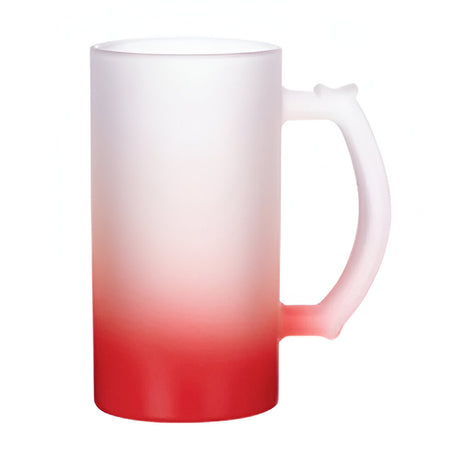 FULL CARTON - 24 x GRADIENT - FROSTED - 16oz Glass 'Trigger' Steins - RED