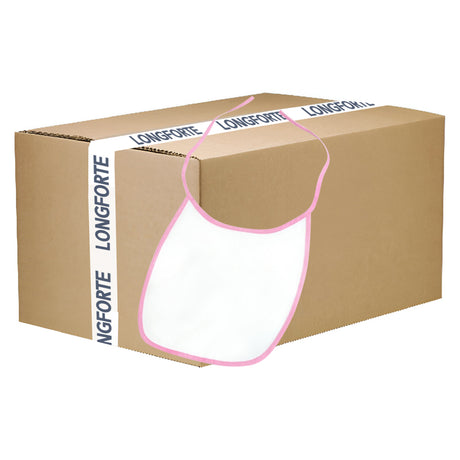 FULL CARTON - 100 x Baby Bibs - 100% Polyester - Pink - Longforte Trading Ltd