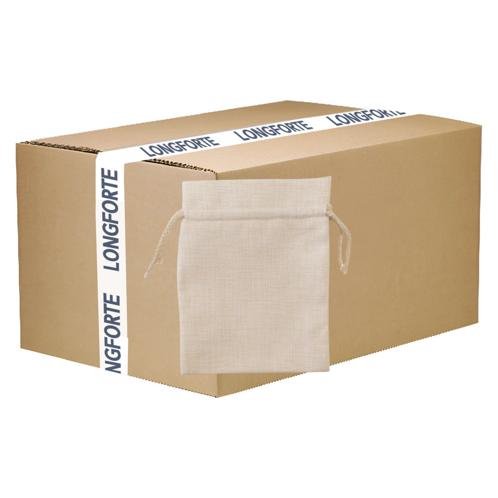 FULL CARTON - 100 x DOUBLE DRAWSTRING Bags - Thick Linen - 15cm x 20cm - Longforte Trading Ltd