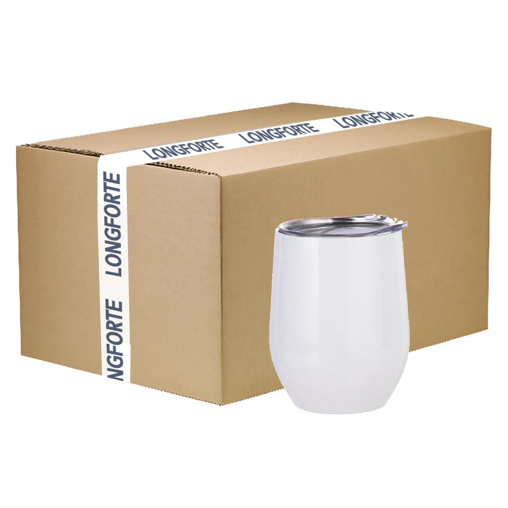 Mugs - Stemless Wine Glasses With Lid - 12oz - WHITE