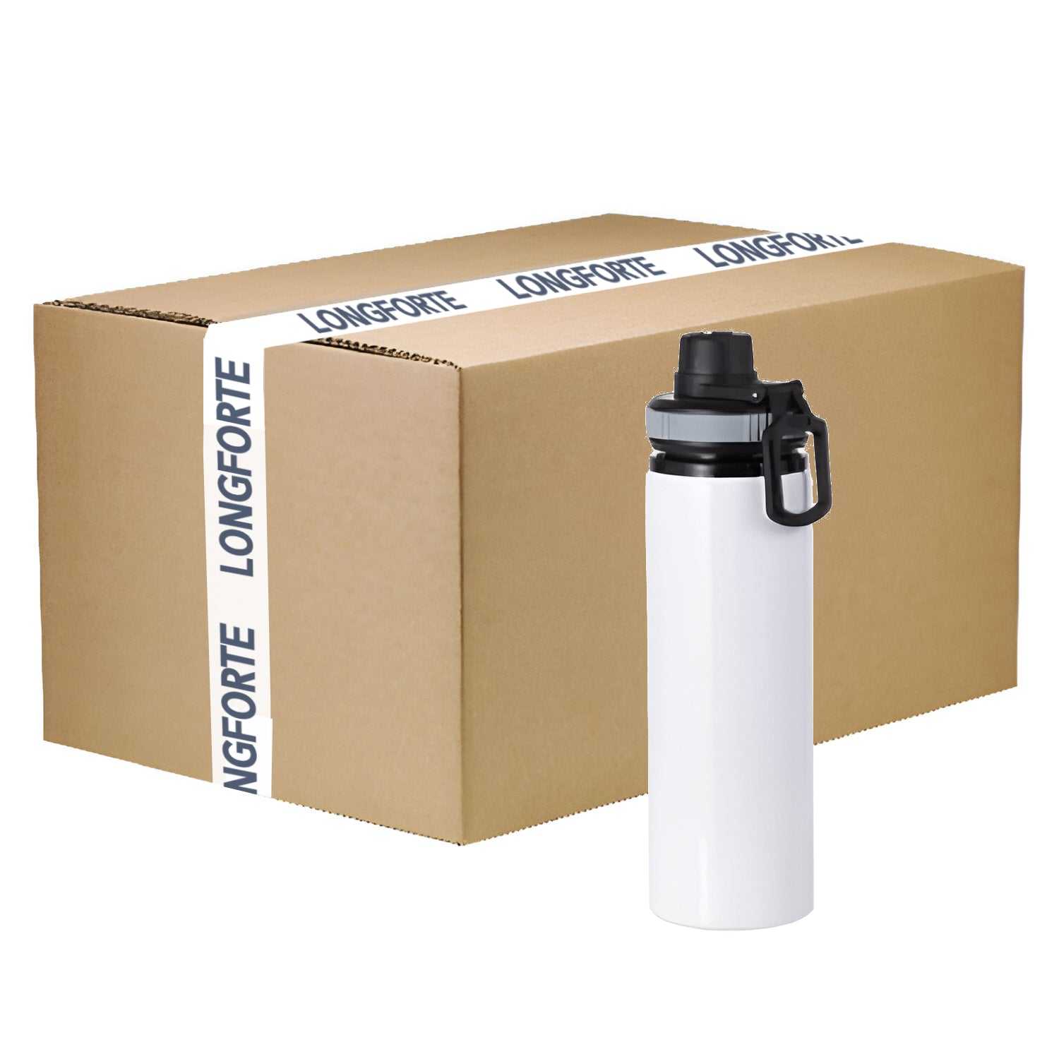 FULL CARTON - 50 x PROVENTURER Water Bottles - 850ml Flip Bottle - GREY ...