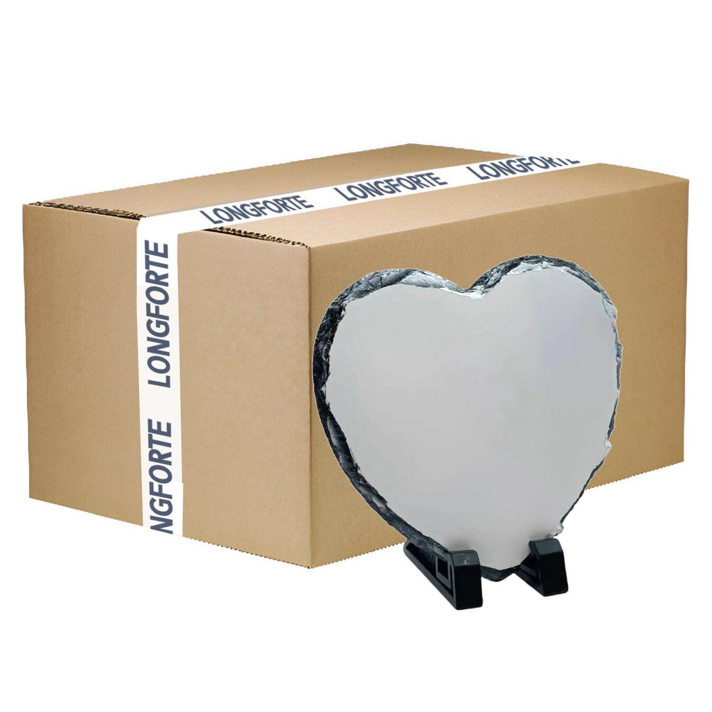 FULL CARTON - 20 x Blank 20cm x 20cm Large Heart Shaped Photo Slate with Stands