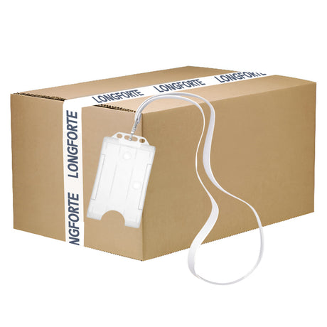 FULL CARTON - 150 x Sublimation Lanyards with Plastic ID Badge Holders - White - Longforte Trading Ltd