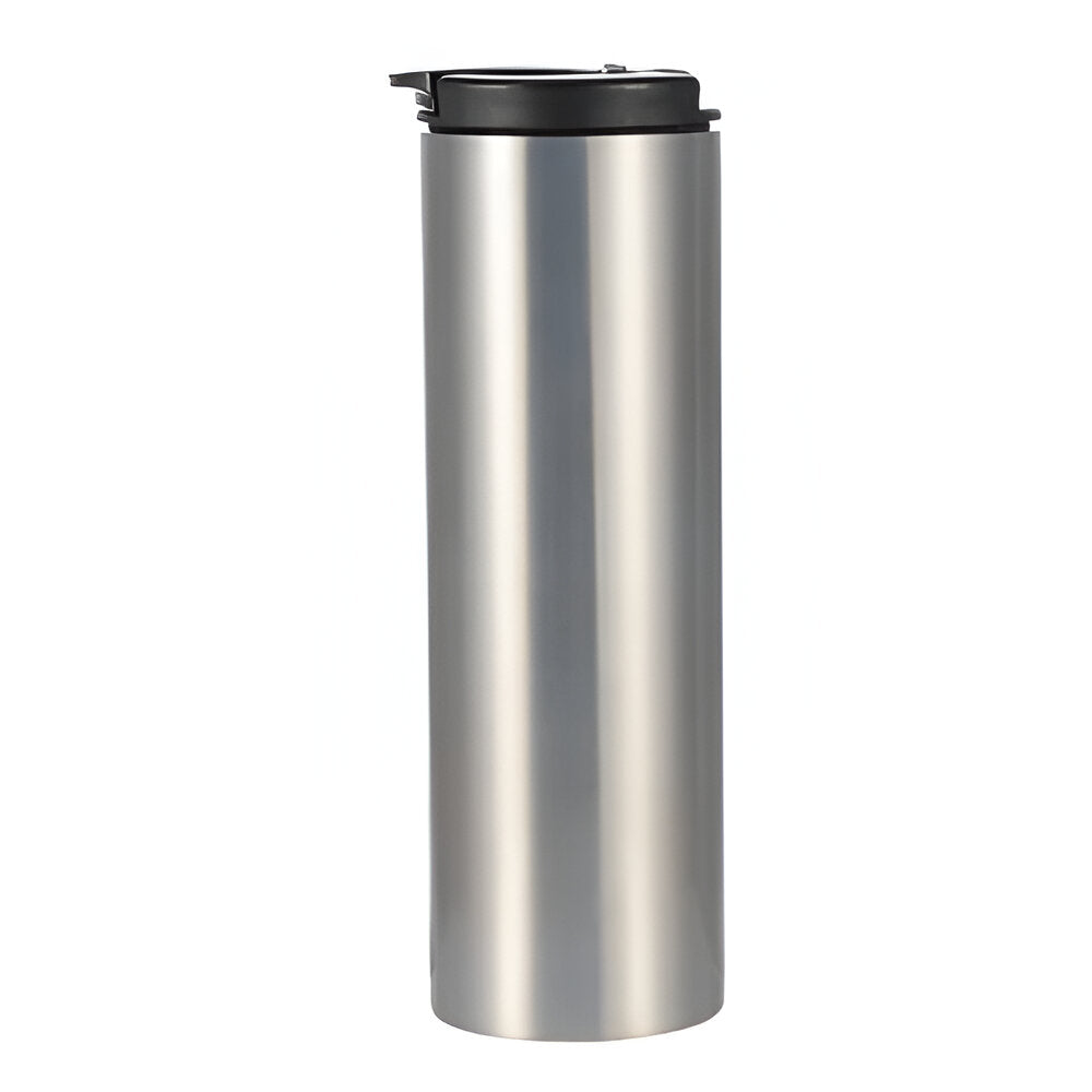 Mugs - STAINLESS STEEL - 500ml Double-Walled Flask with Flex Lid - SILVER