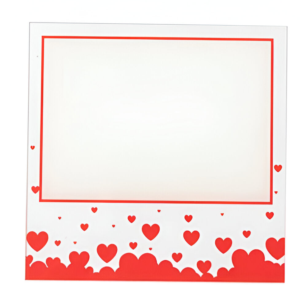 Frame - Glass Frame and Wooden Base - Red Heart Design - 20cm x 20cm