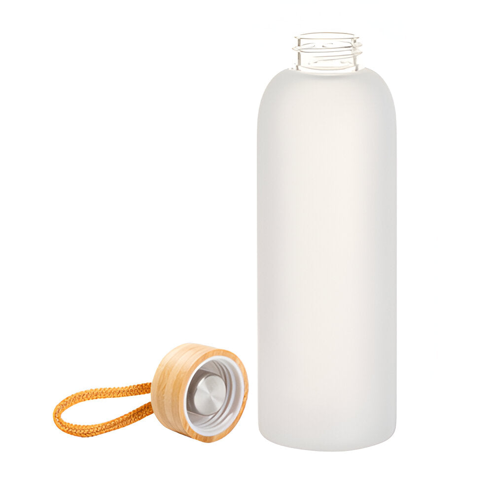 Water Bottles - Glass - 750ml Frosted Glass Jar with Bamboo Lid