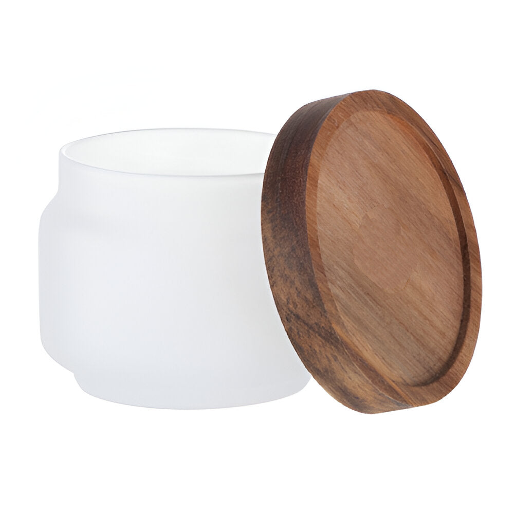 Storage Jars - Glass - 250ml Frosted Glass JAR with WOODEN Lid