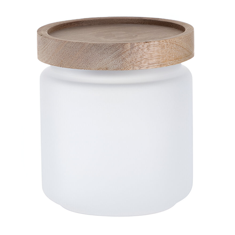 Storage Jars - Glass - 450ml Frosted Glass JAR with WOODEN Lid