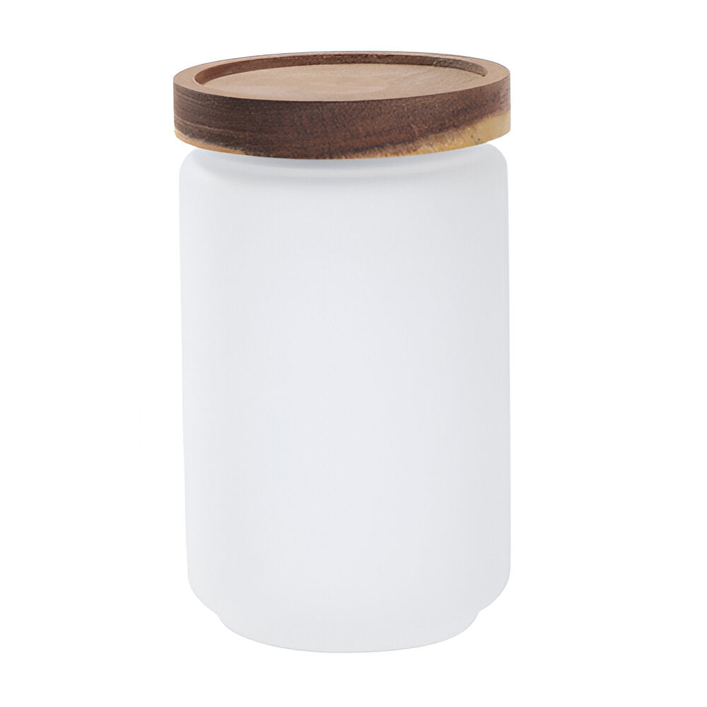 Storage Jars - Glass - 750ml Frosted Glass JAR with WOODEN Lid