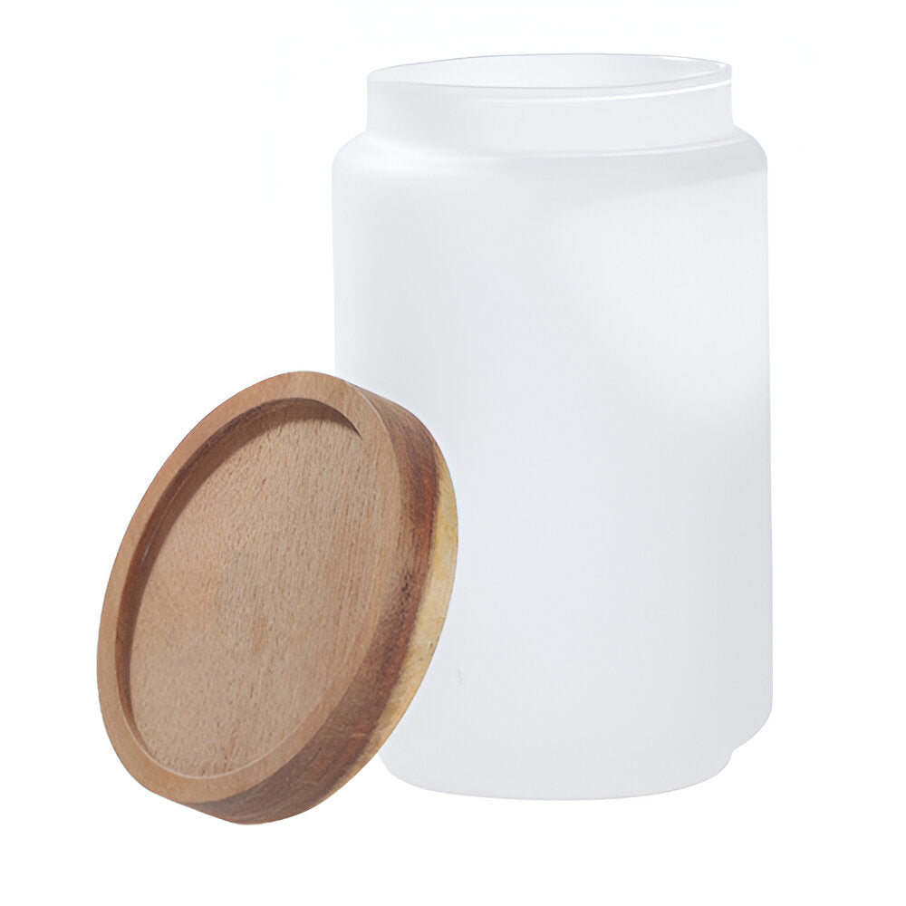 Storage Jars - Glass - 750ml Frosted Glass JAR with WOODEN Lid