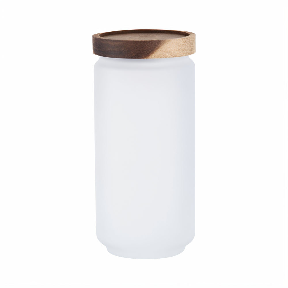 Storage Jars - Glass - 950ml Frosted Glass JAR with WOODEN Lid