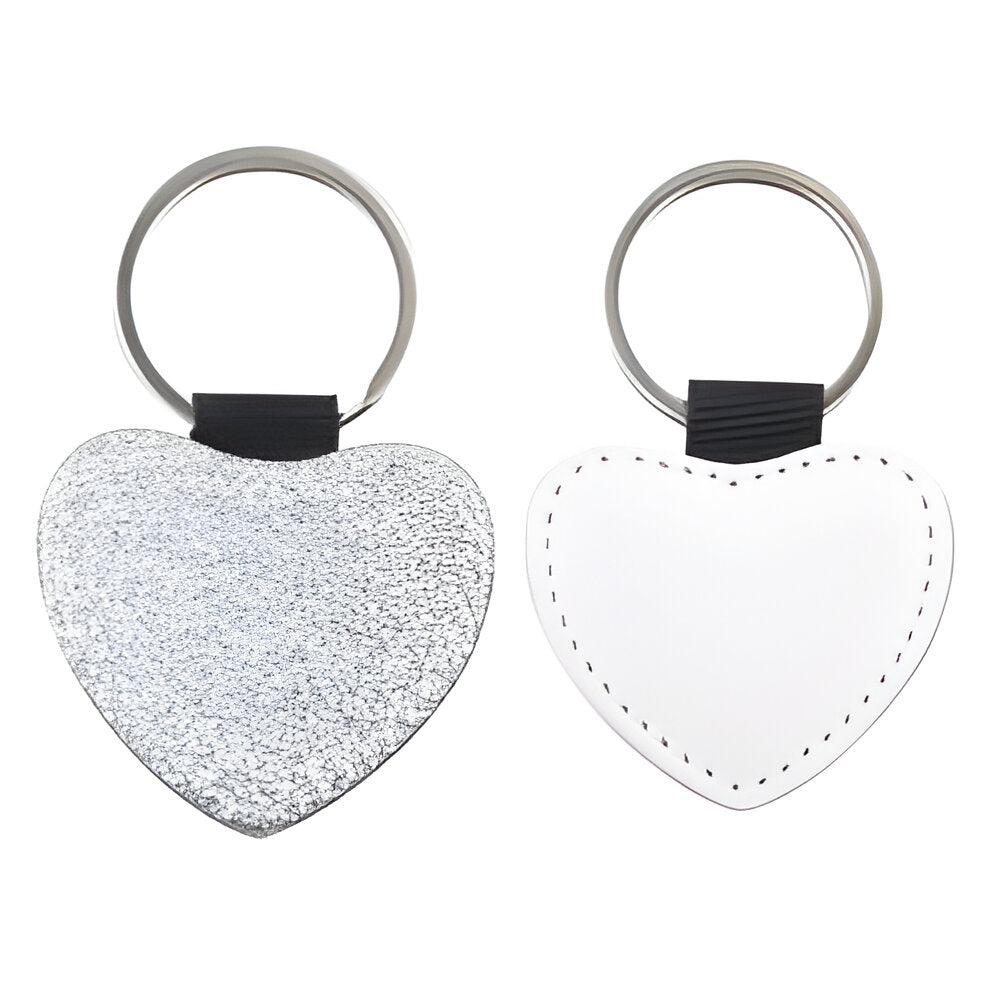 Porte-clés - 10 x Porte-clés PU Glitter - Coeur - Argent 