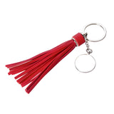 Porte-clés - 10 x Porte-clés en métal et PU - ROND - Pompon long - 2 cm x 14 cm - Rouge