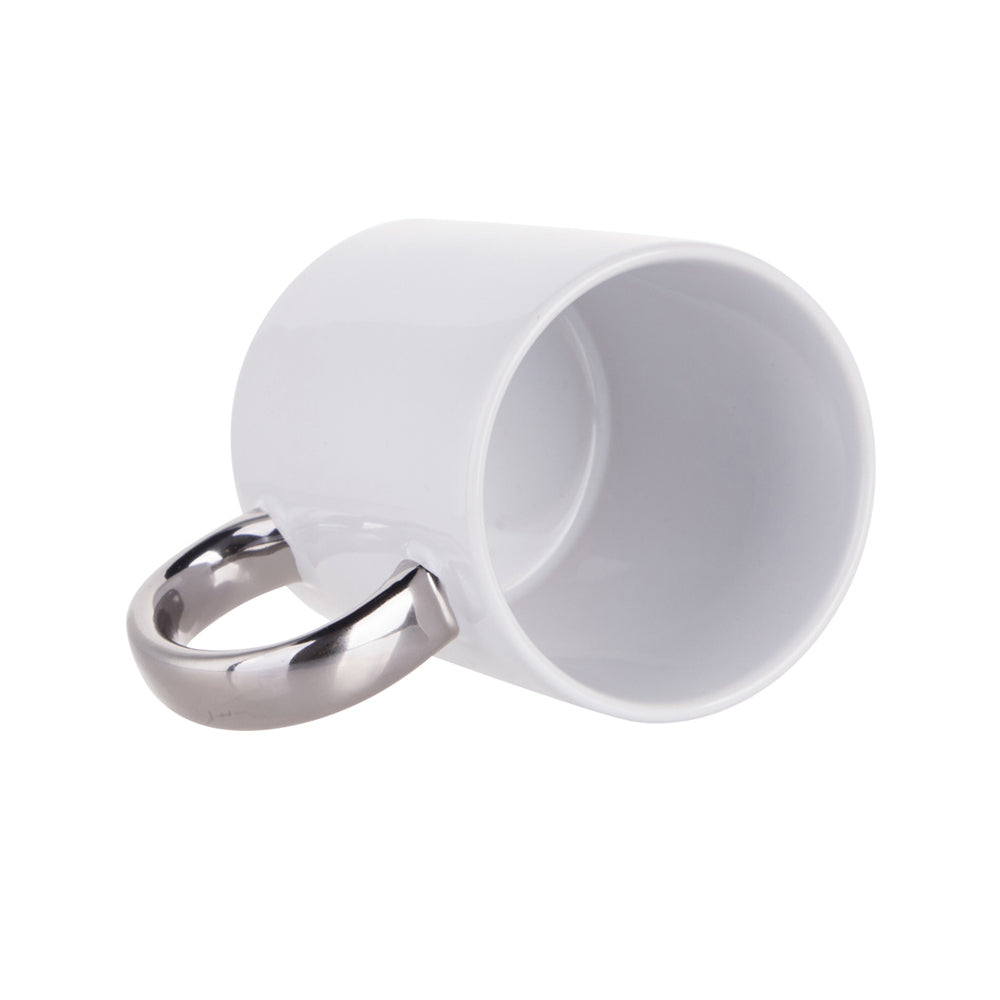 Mugs - 36 x 11oz - White Sublimation Mugs with SILVER Handle