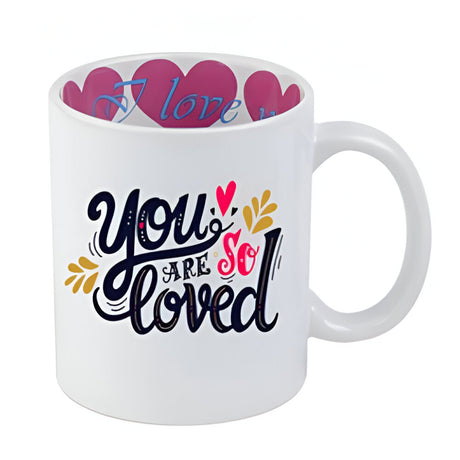 Tasses - Tasses à sublimation imprimées intérieures - Coeurs d'amour roses