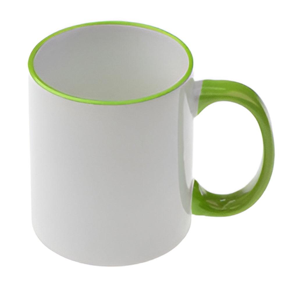 Tasses - 11oz - Bord et poignée colorés - Vert clair