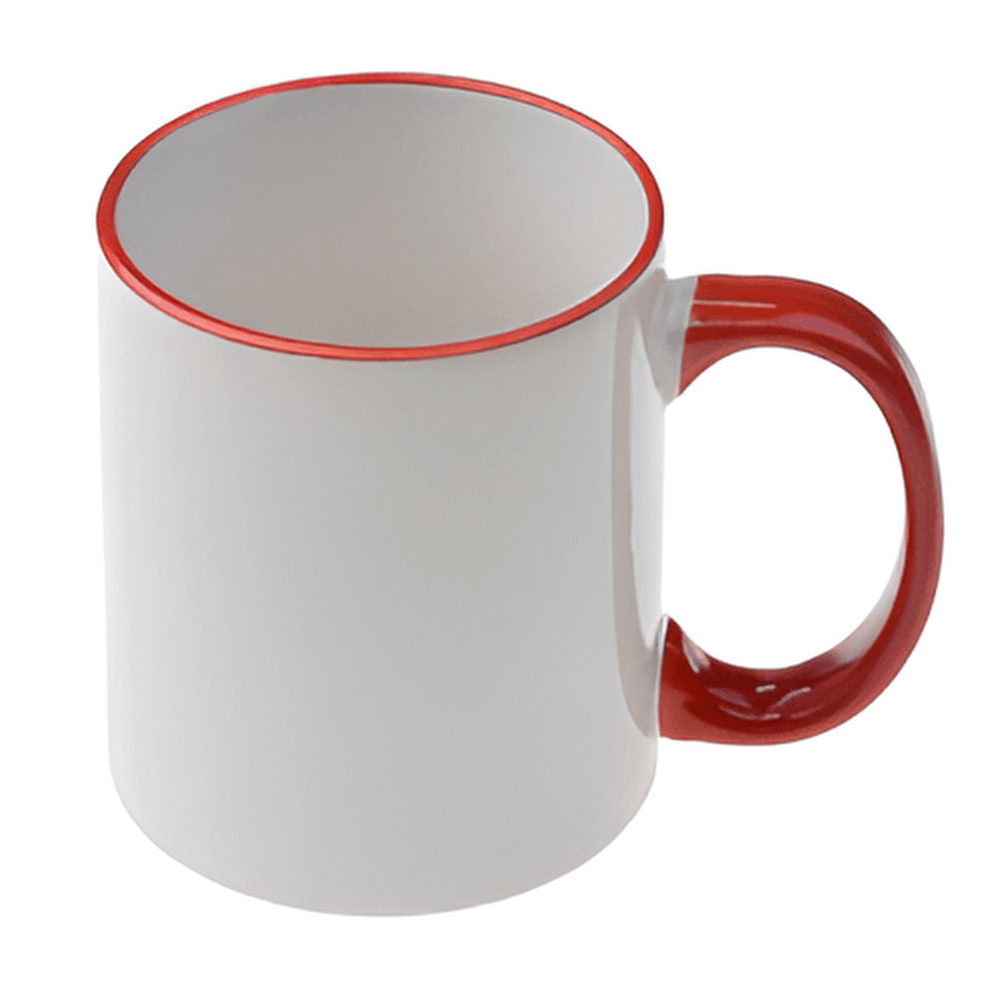 Tasses - 11oz - Bord et poignée colorés - Rouge