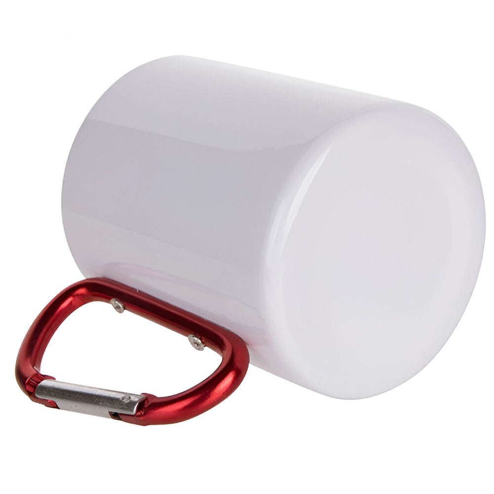 Mugs - Metal & Enamel Mugs - RED HANDLE - White Steel - 300ml