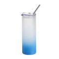 Water Bottles - Glass - Skinny - Frosted (SKY BLUE) 750ml Tumbler with Plastic Lid