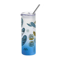 Water Bottles - Glass - Skinny - Frosted (SKY BLUE) 750ml Tumbler with Plastic Lid