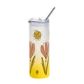 Water Bottles - Glass - Skinny - Frosted (YELLOW) 750ml Tumbler with Plastic Lid