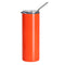 Water Bottles - Slim Stainless Steel - NEON ORANGE - 600ml Tumbler with Straw