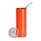 Water Bottles - Slim Stainless Steel - NEON ORANGE - 600ml Tumbler with Straw