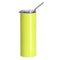 Water Bottles - Slim Stainless Steel - NEON YELLOW - 600ml Tumbler with Straw