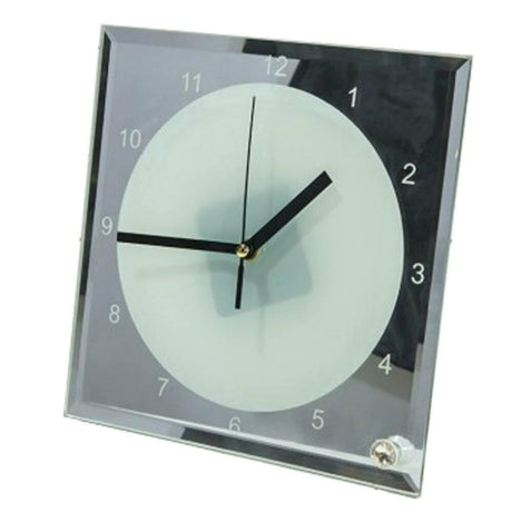 FULL CARTON - 20 x Glass Clocks - Square WITH NUMBERS - 20cm - Longforte Trading Ltd