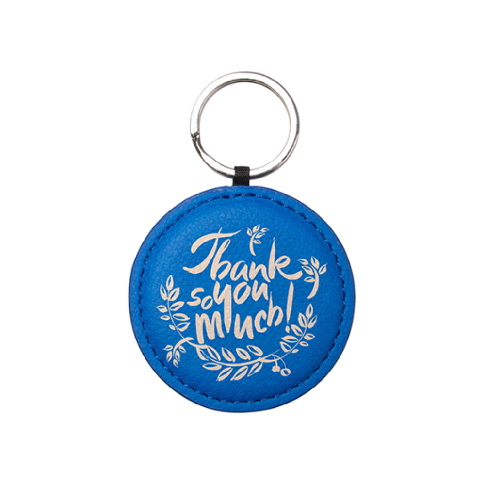 Engravables - PU LEATHER - Keyring - ROUND - 5cm - Navy - Longforte Trading Ltd