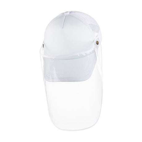 Apparel - Cap with Face Shield - ADULT - Full White - Longforte Trading Ltd