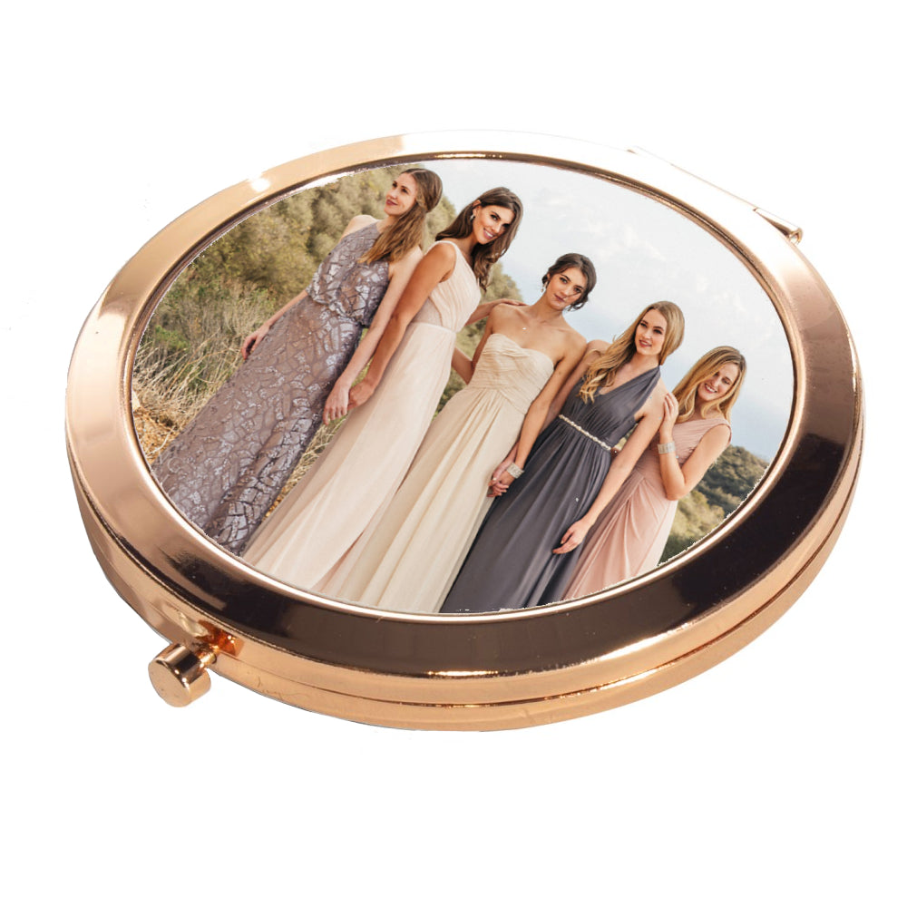 Compact Mirror - Rose Gold with Push Button - Round