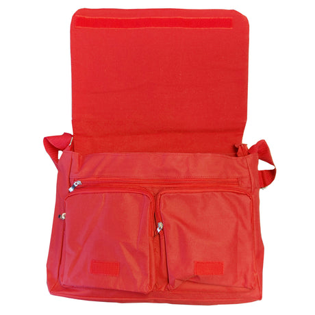 Bags - LARGE SHOULDER BAG with POCKETS - 38cm x 30cm - RED - Longforte Trading Ltd