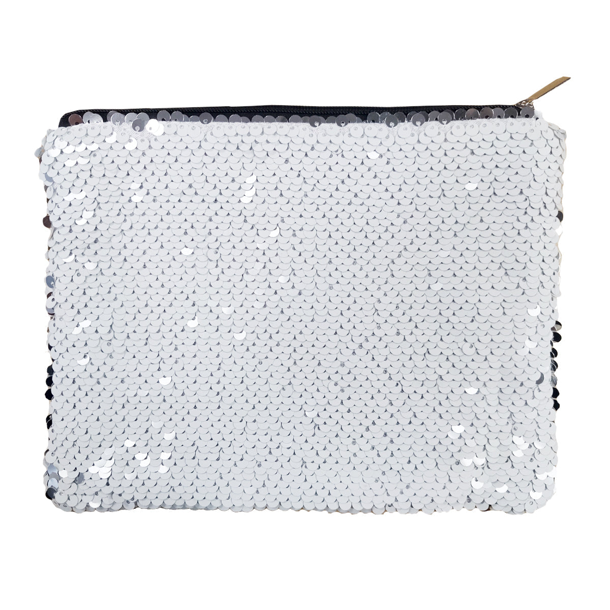 FULL CARTON - 50 x Sequin Handbags/ Cosmetic/Purses - 15cm x 20cm - SILVER