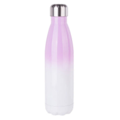 FULL CARTON - 50 x Bowling Double Walled Stainless Steel Water Bottle - GRADIENT - 500ml - Purple/ White